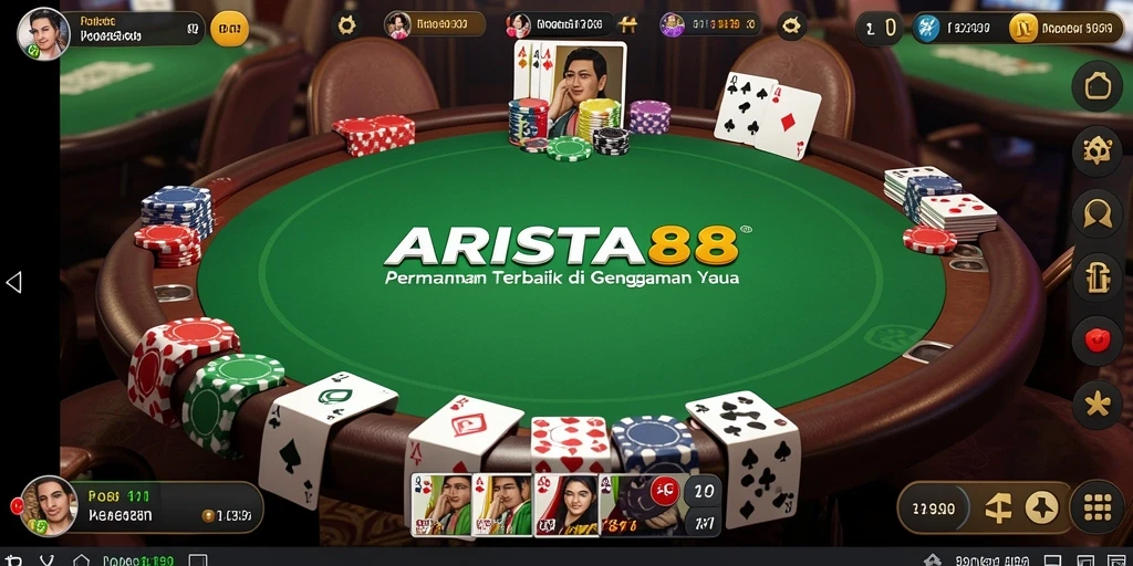 Tampilan antarmuka gameplay Poker ARISTA88 yang menarik dan modern.