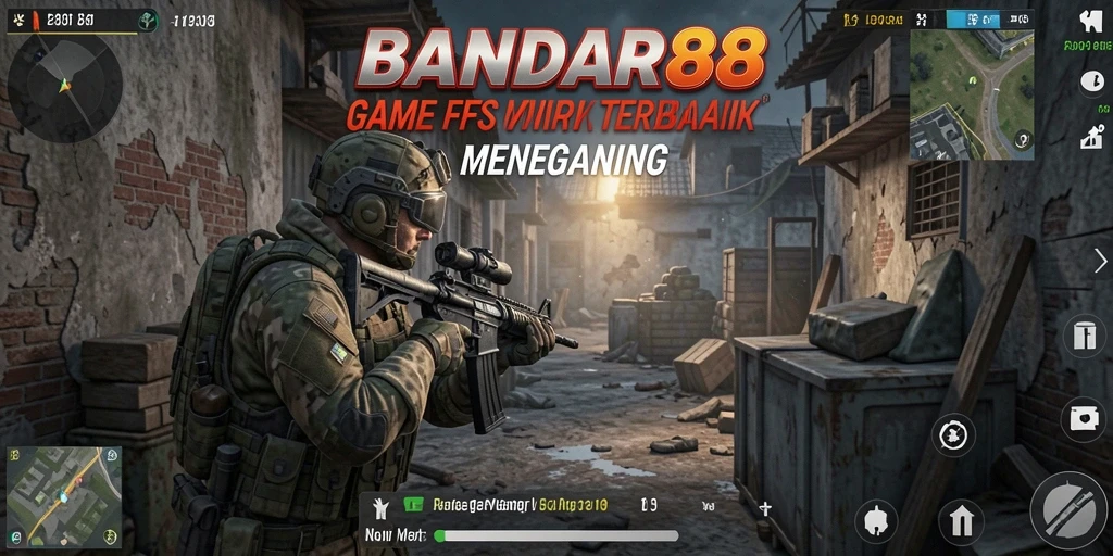 Screenshot BANDAR88 menampilkan aksi intens dalam pertempuran FPS.