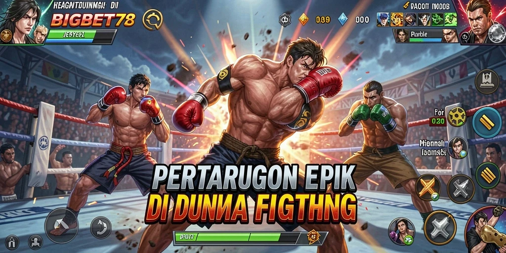 Tampilan aksi seru dalam game Fighting BIGBET78 dengan berbagai karakter.