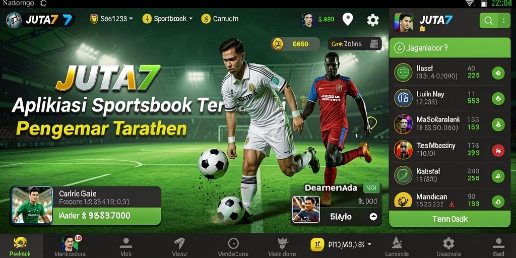 Screenshot utama JUTA7 menampilkan tampilan taruhan olahraga yang menarik.