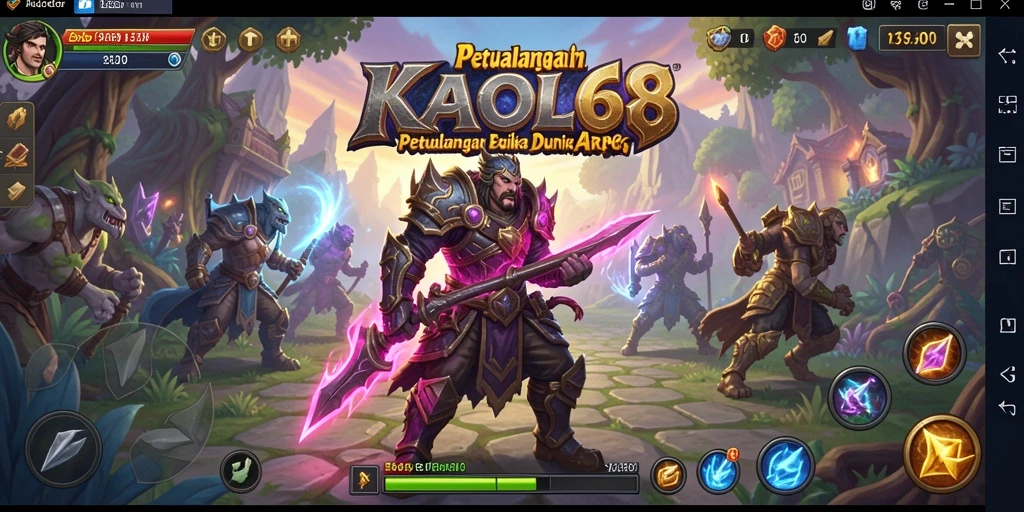 Screenshot gameplay KAOL68 menunjukkan pertarungan epik dalam dunia fantasi.
