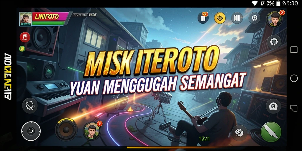 Tampilan permainan LINITOTO yang penuh energi dan musik.