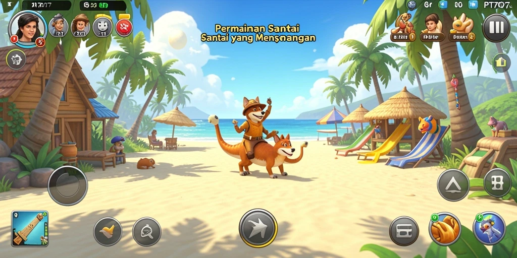 Tampilan gameplay PT707 yang ceria dan menghibur.