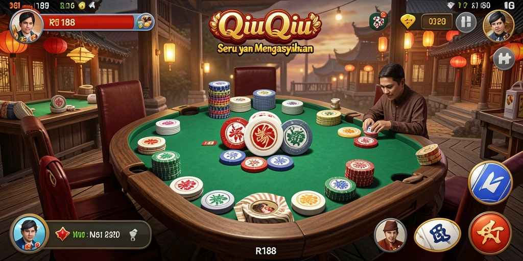 Tampilan gameplay RI188 yang seru dengan kartu QiuQiu.
