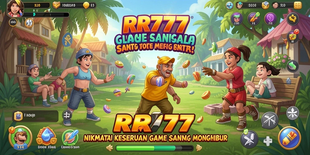 Tampilan gameplay RR777 yang penuh warna dan seru.
