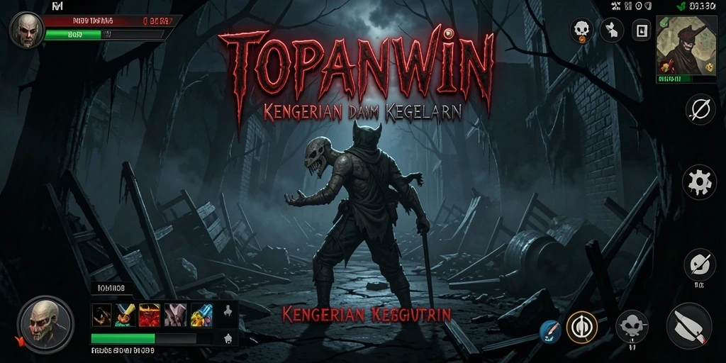 Screenshot gameplay TOPANWIN dengan visual menyeramkan.