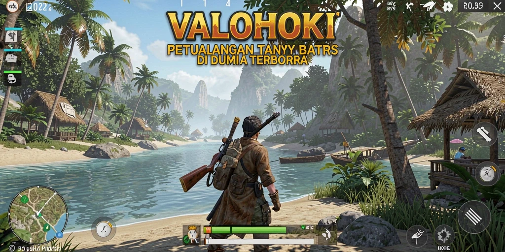 Gameplay <strong>VALOHOKI</strong> yang menampilkan eksplorasi di dunia terbuka.