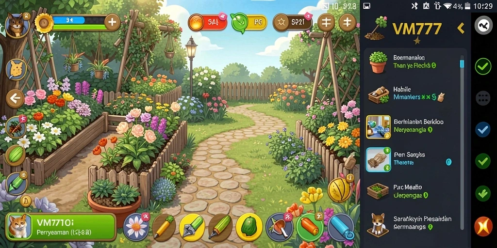 Tangkapan layar gameplay VM777 yang menunjukkan lahan pertanian yang subur.